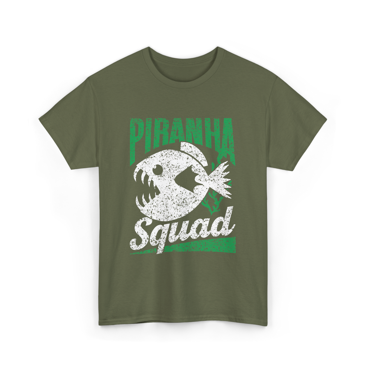 Piranha Squad Fish Piranhas T-Shirt - Military Green