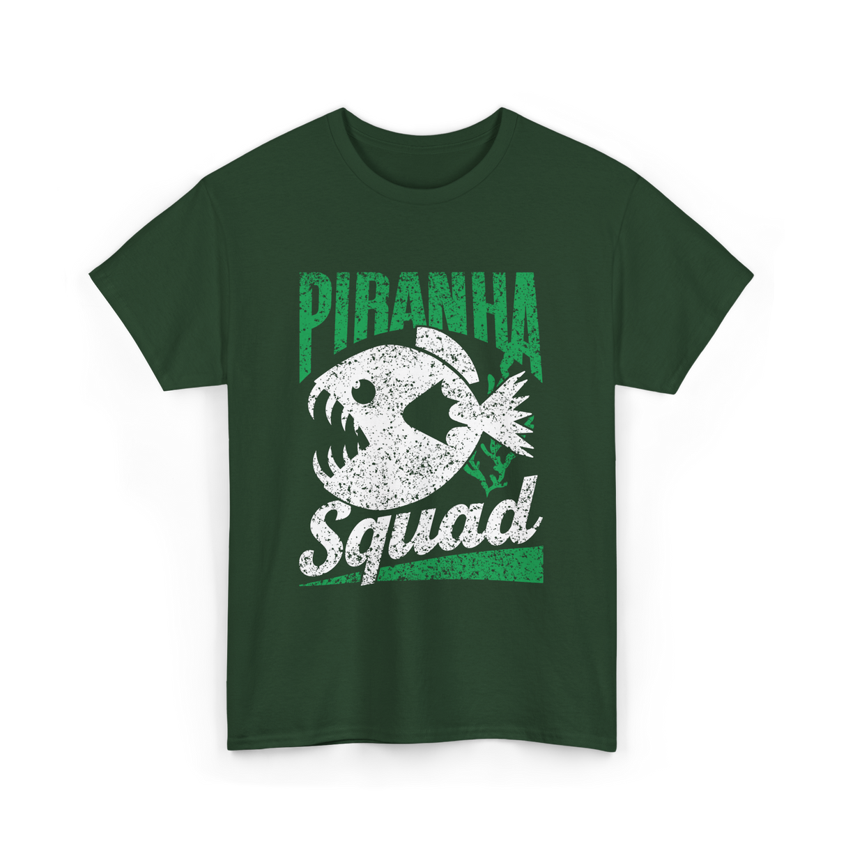 Piranha Squad Fish Piranhas T-Shirt - Forest Green