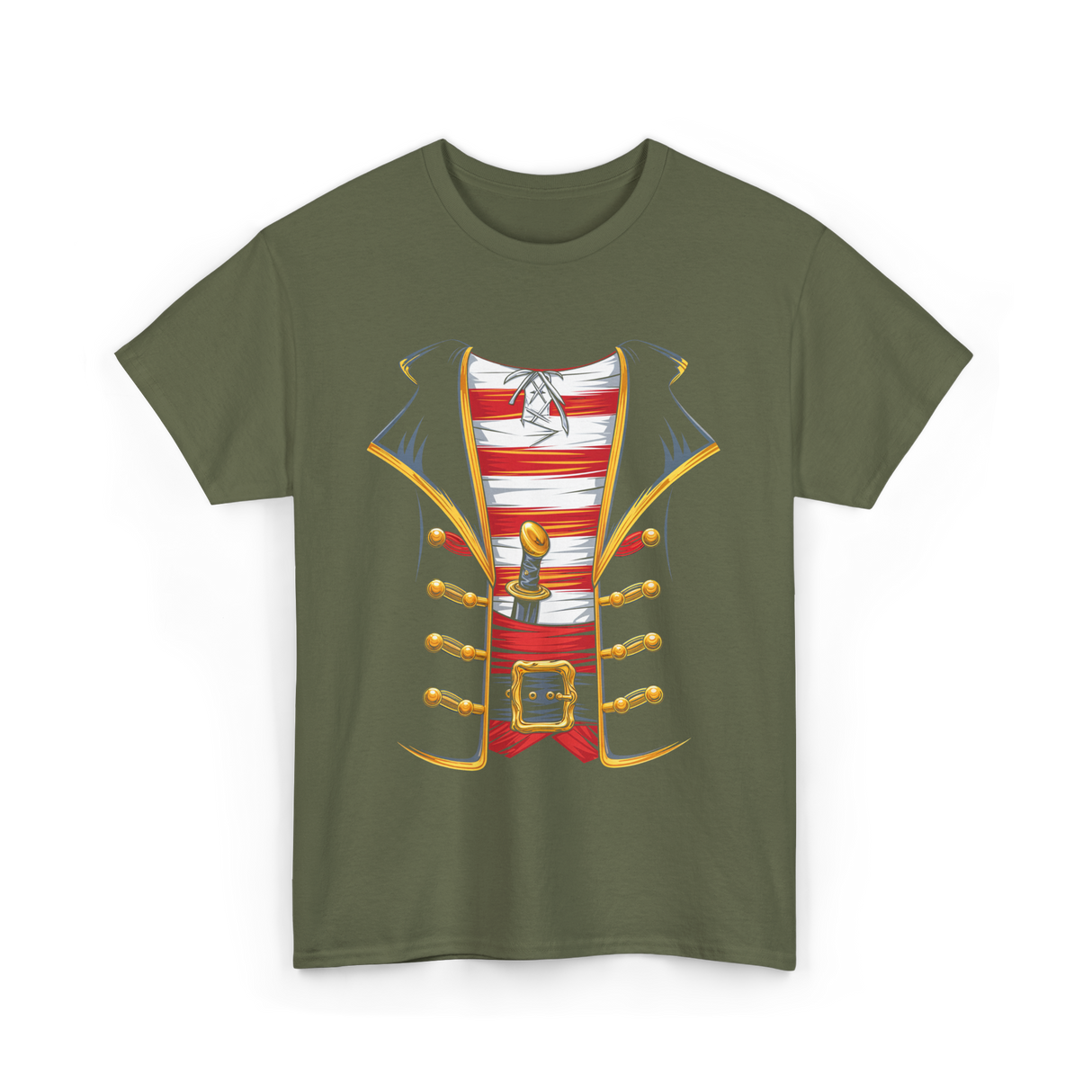 Pirate Costume Buccaneer Pirate T-Shirt - Military Green