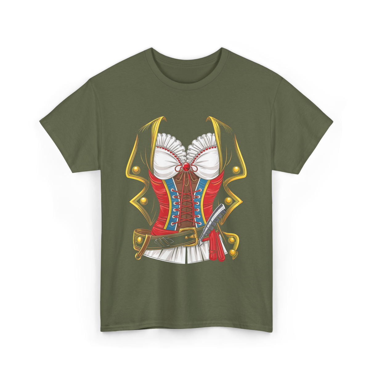 Pirate Costume Women Halloween T-Shirt - Military Green