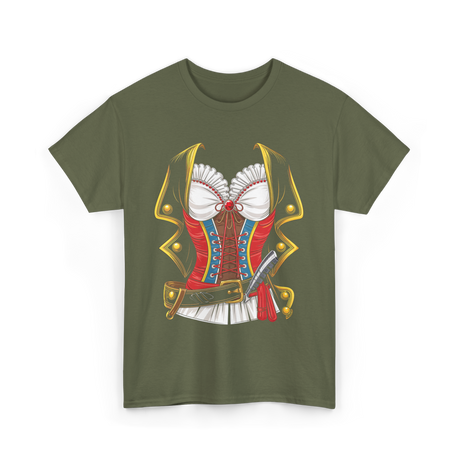 Pirate Costume Women Halloween T-Shirt - Military Green