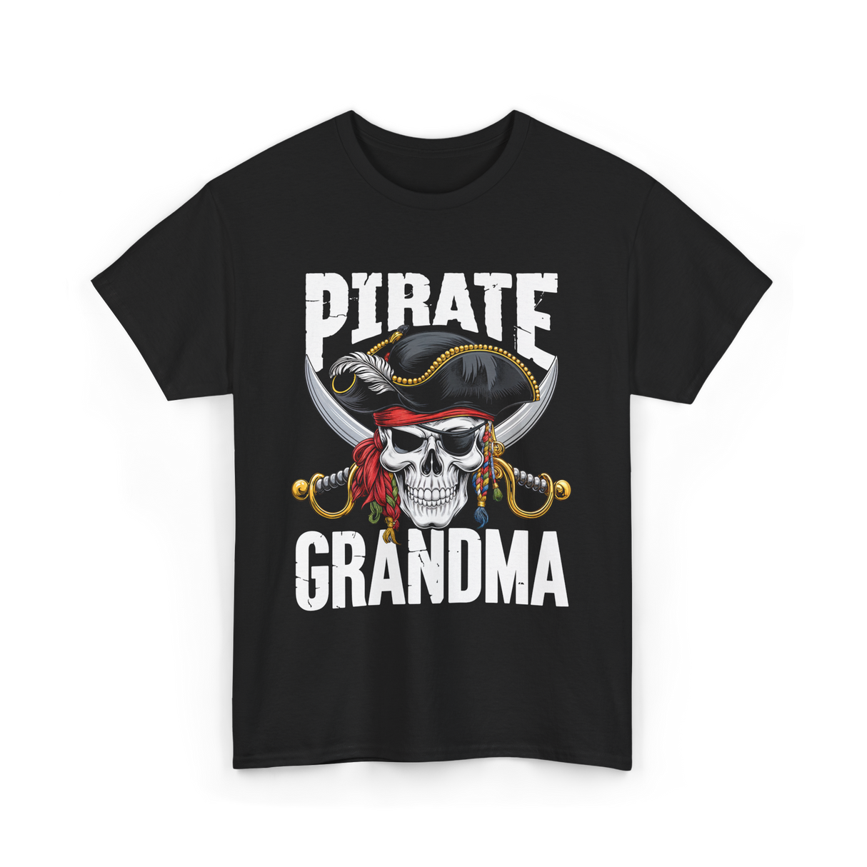 Pirate Grandma Skull Pirate T-Shirt - Black