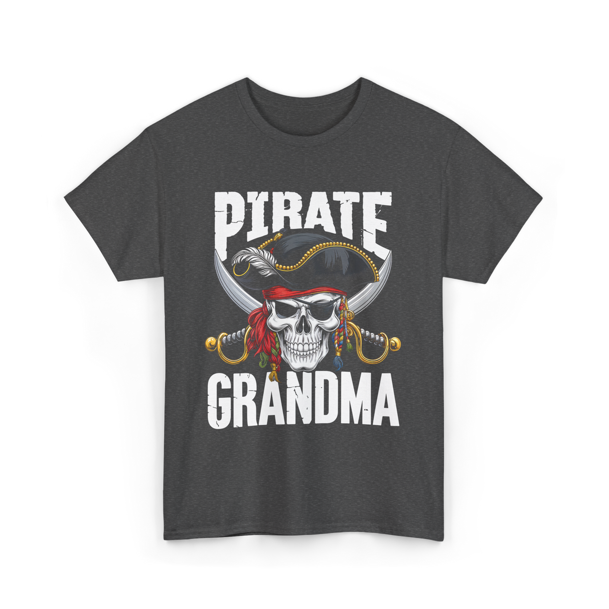 Pirate Grandma Skull Pirate T-Shirt - Dark Heather