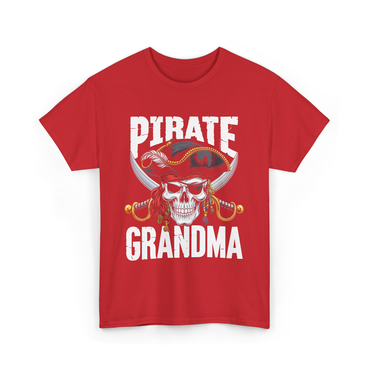 Pirate Grandma Skull Pirate T-Shirt - Red