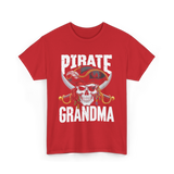 Pirate Grandma Skull Pirate T-Shirt - Red