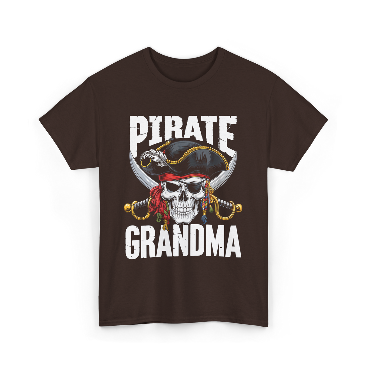 Pirate Grandma Skull Pirate T-Shirt - Dark Chocolate