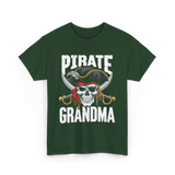 Pirate Grandma Skull Pirate T-Shirt - Forest Green