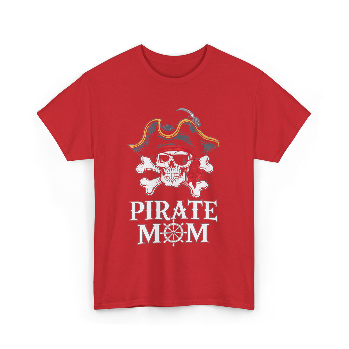 Pirate Mom Skull Crossbones T-Shirt - Red