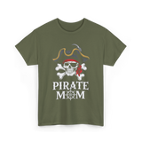 Pirate Mom Skull Crossbones T-Shirt - Military Green