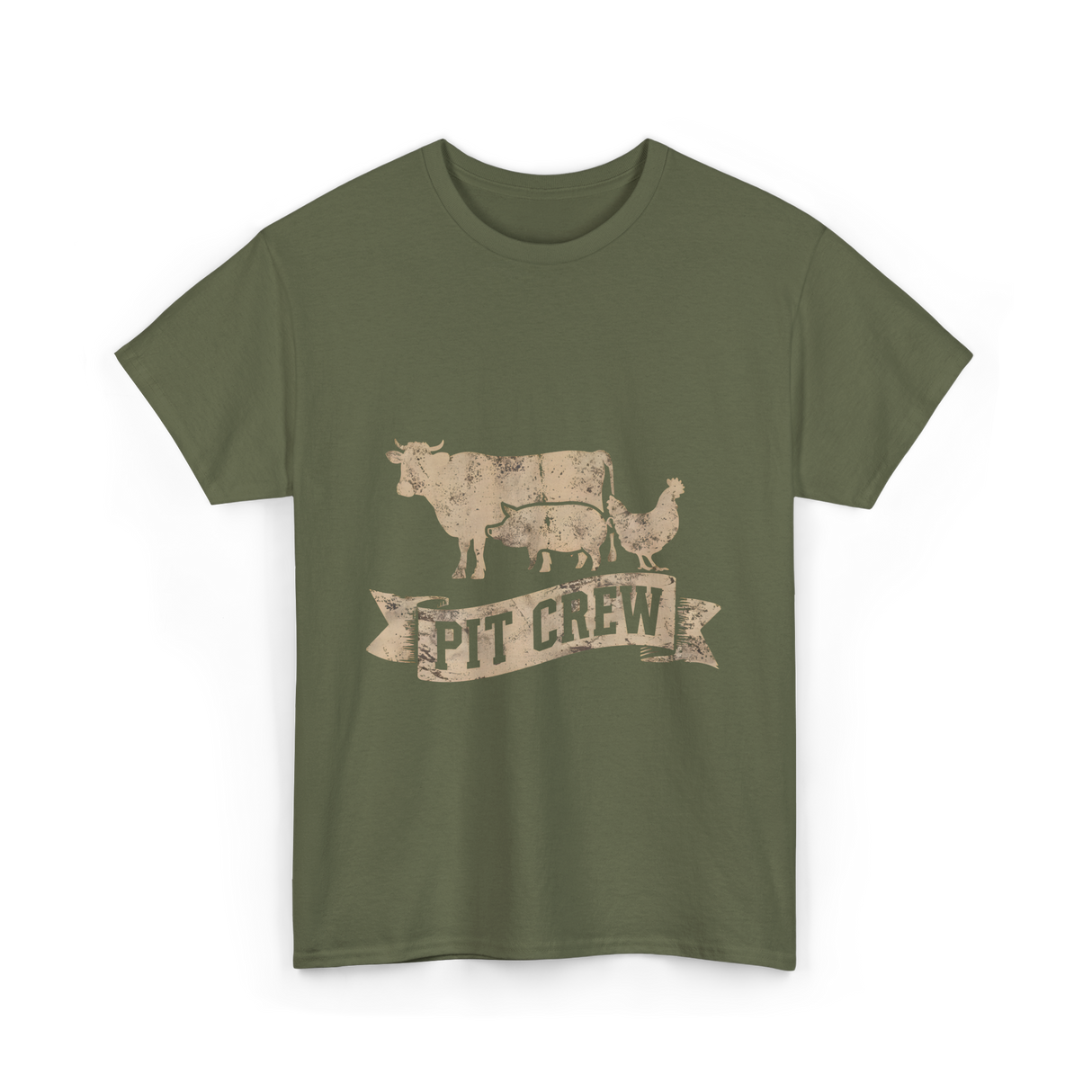 Pit Crew Barbecue Cooking T-Shirt - Military Green