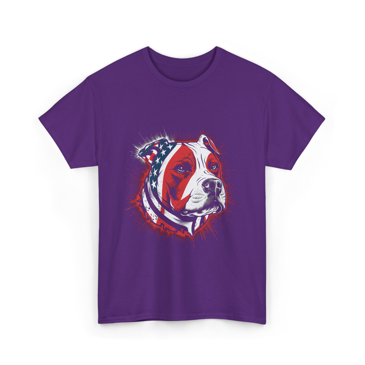 Pitbull USA Flag Dog T-Shirt - Purple