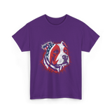 Pitbull USA Flag Dog T-Shirt - Purple