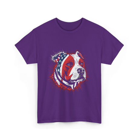 Pitbull USA Flag Dog T-Shirt - Purple