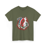 Pitbull USA Flag Dog T-Shirt - Military Green