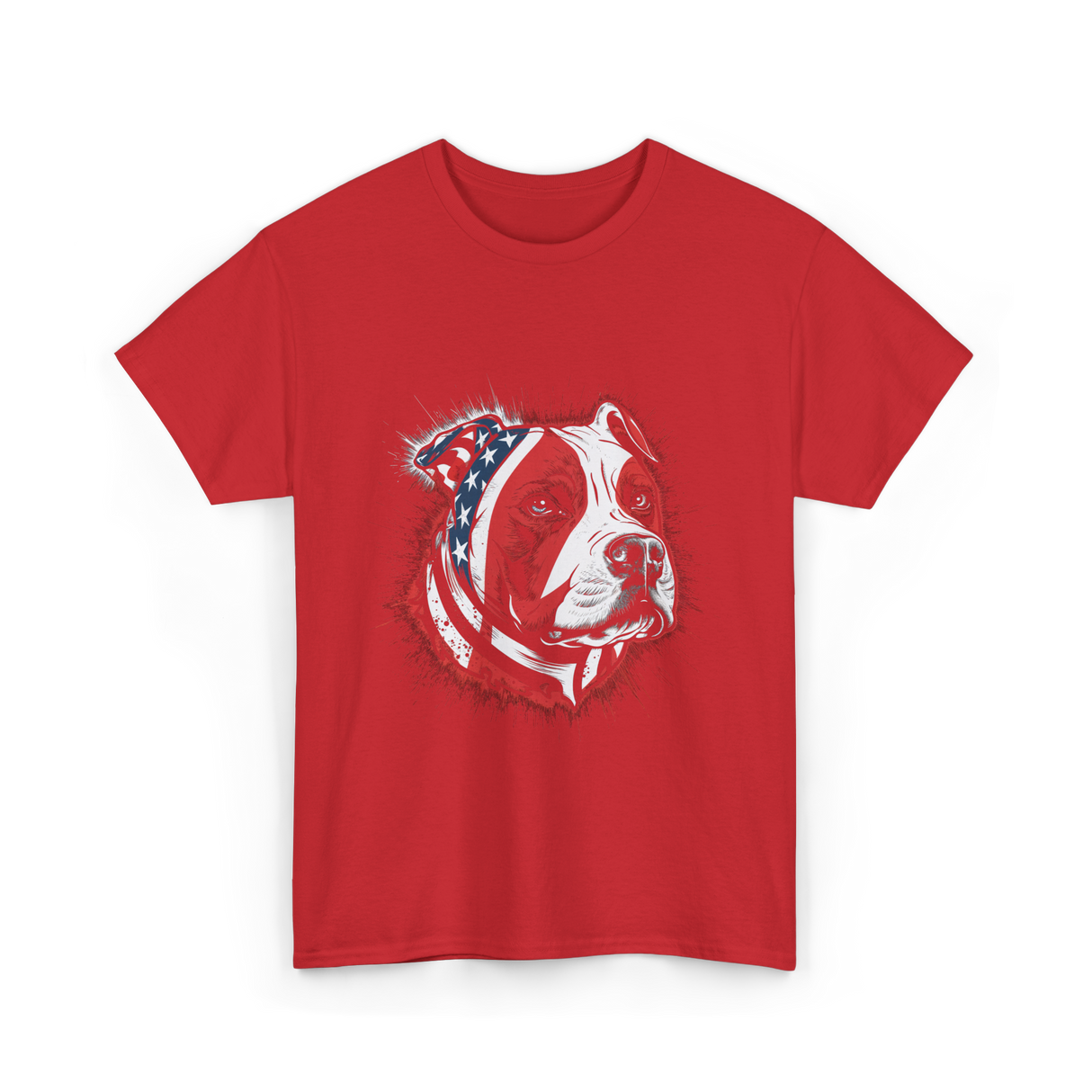 Pitbull USA Flag Dog T-Shirt - Red