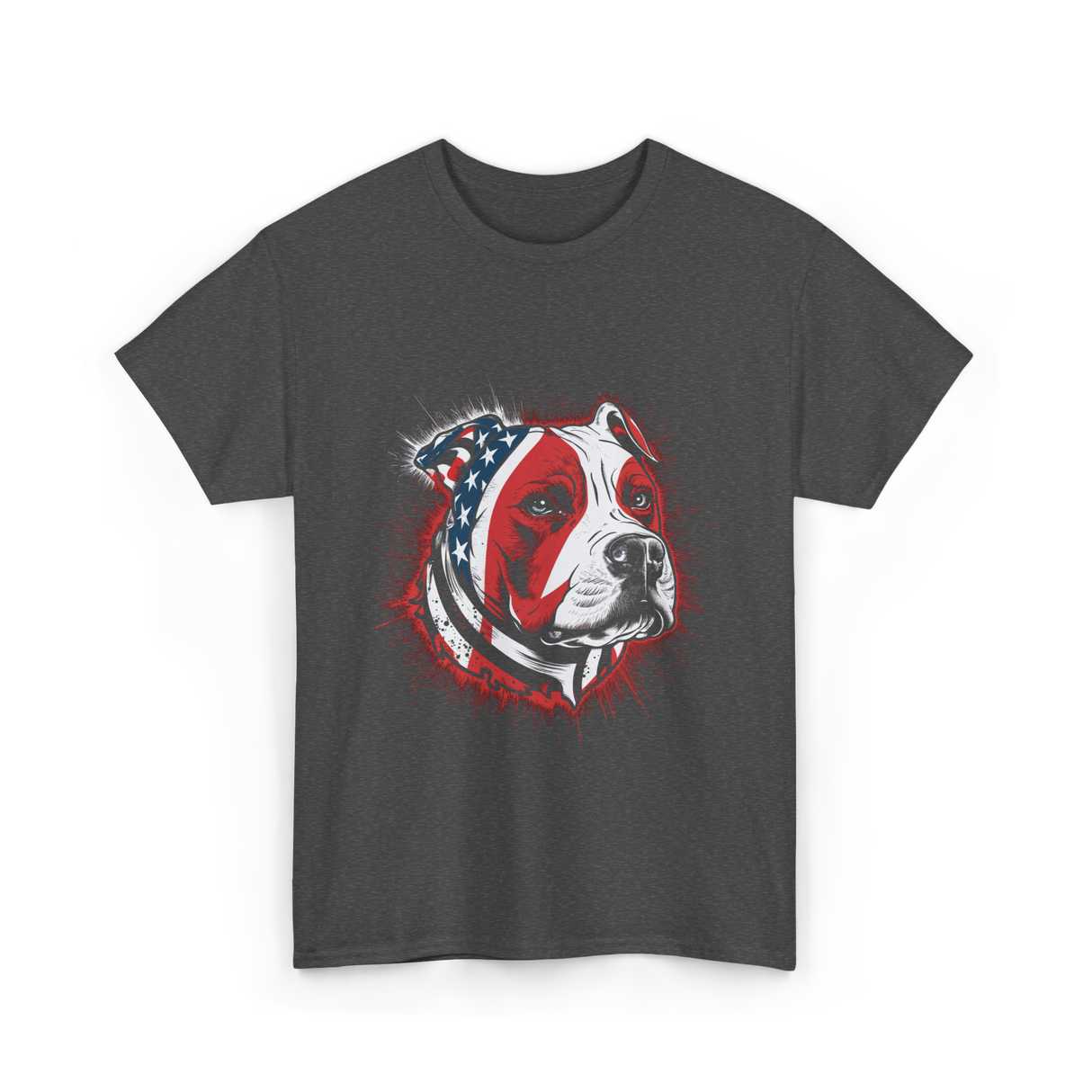 Pitbull USA Flag Dog T-Shirt - Dark Heather