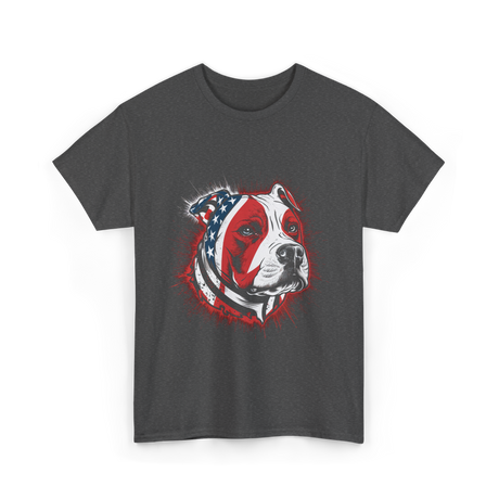 Pitbull USA Flag Dog T-Shirt - Dark Heather