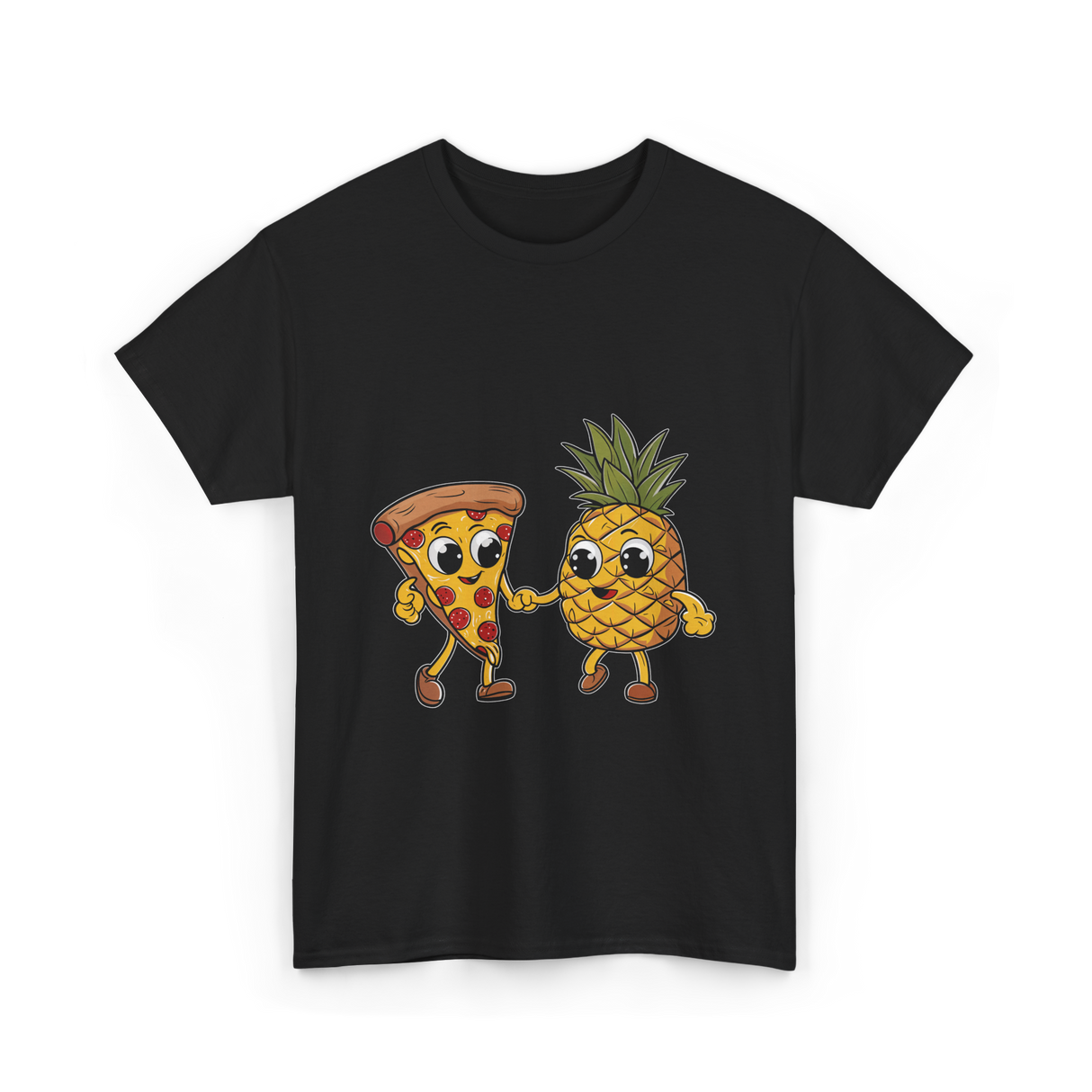 Pizza and Pineapple Pizza Lovers T-Shirt - Black