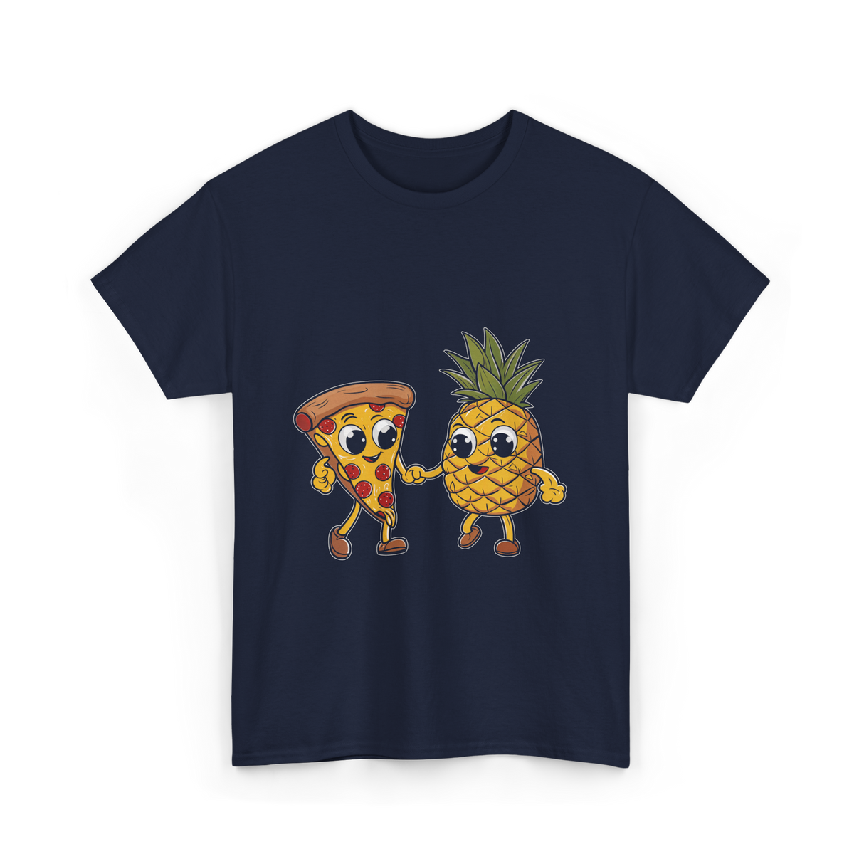 Pizza and Pineapple Pizza Lovers T-Shirt - Navy