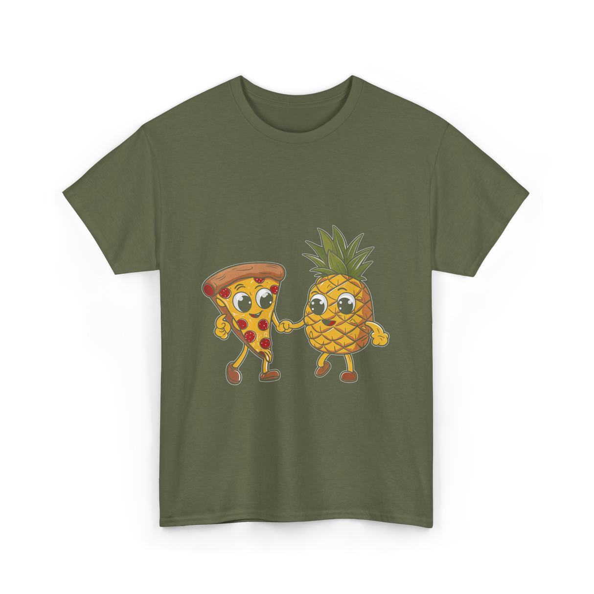 Pizza and Pineapple Pizza Lovers T-Shirt - Military Green