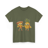 Pizza and Pineapple Pizza Lovers T-Shirt - Military Green