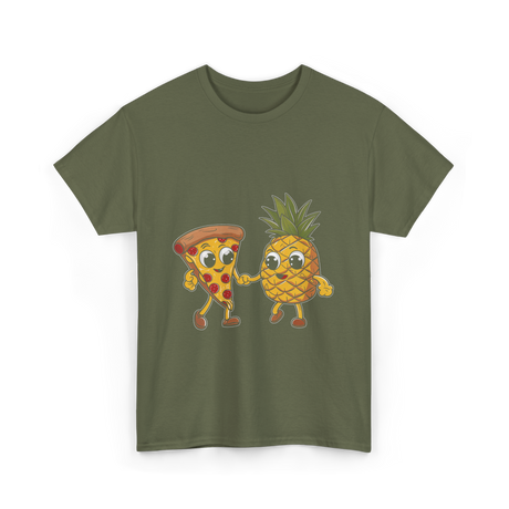 Pizza and Pineapple Pizza Lovers T-Shirt - Military Green