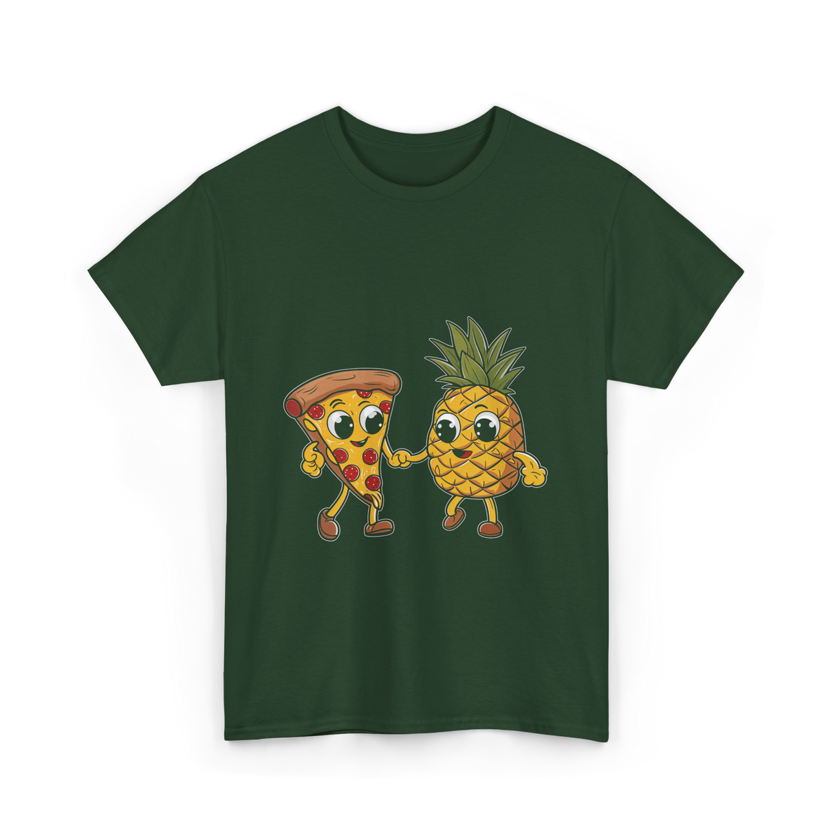 Pizza and Pineapple Pizza Lovers T-Shirt - Forest Green