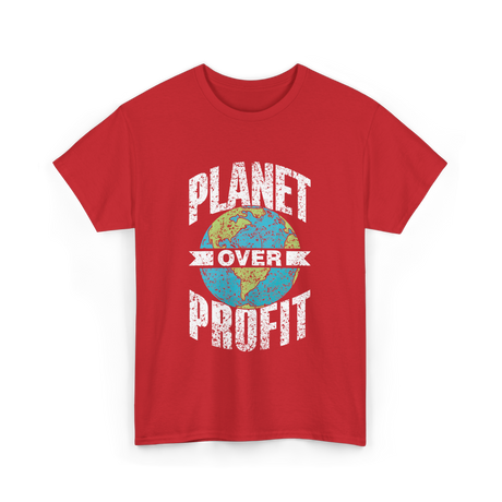 Planet Over Profit Earth T-Shirt - Red