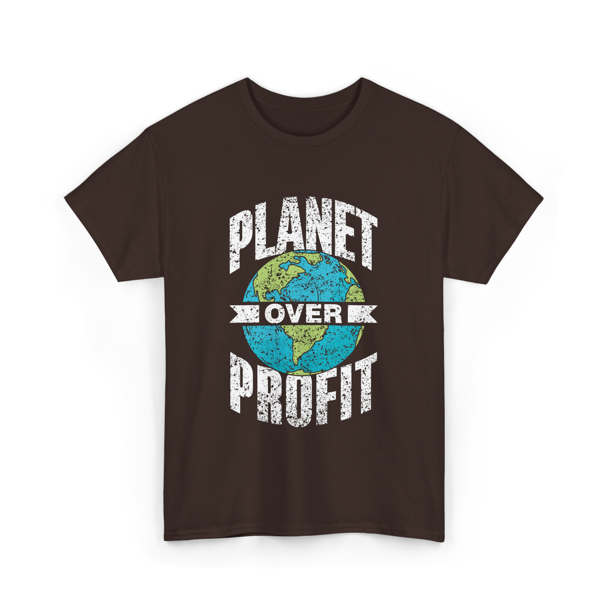 Planet Over Profit Earth T-Shirt - Dark Chocolate