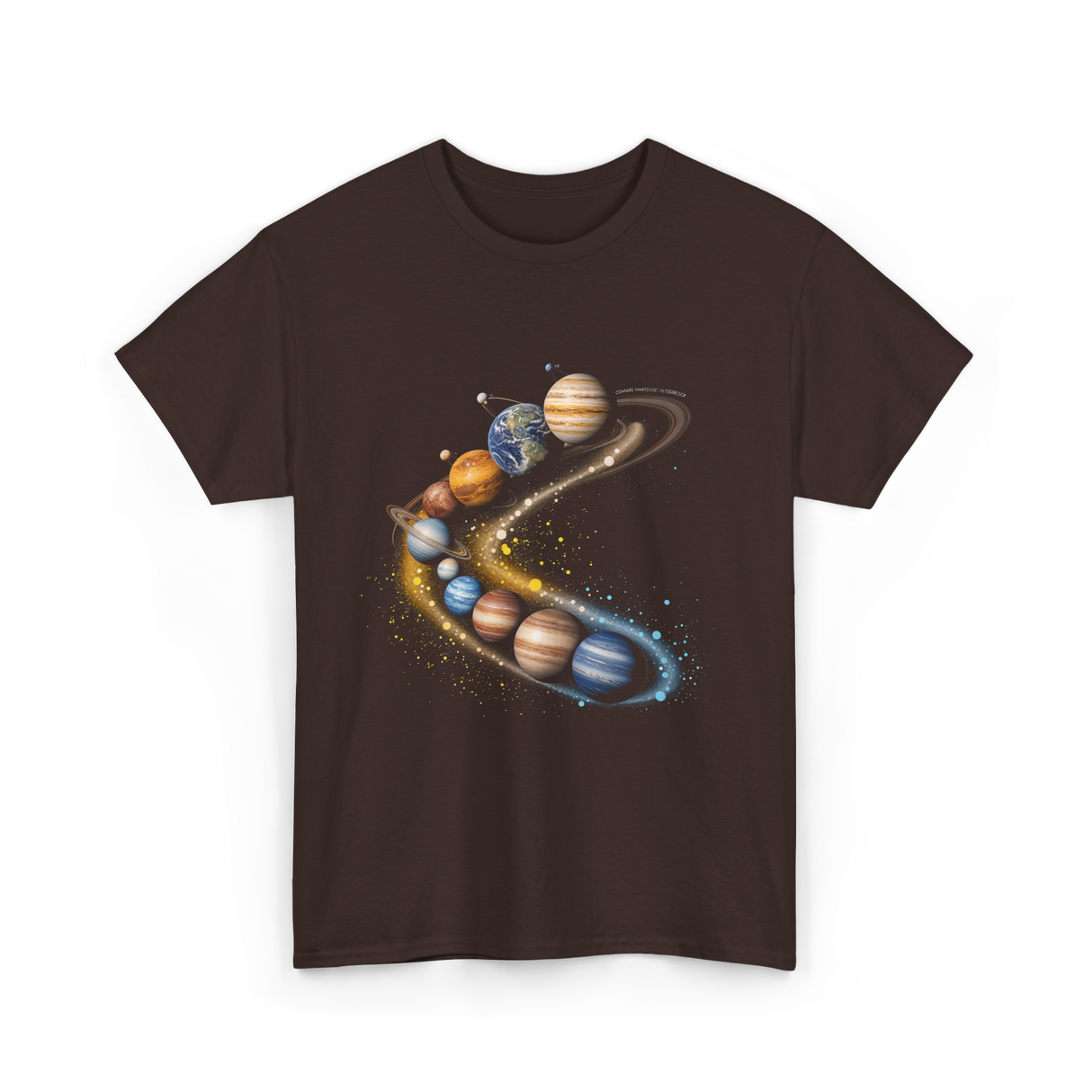 Planets Galaxy Universe Space T-Shirt - Dark Chocolate