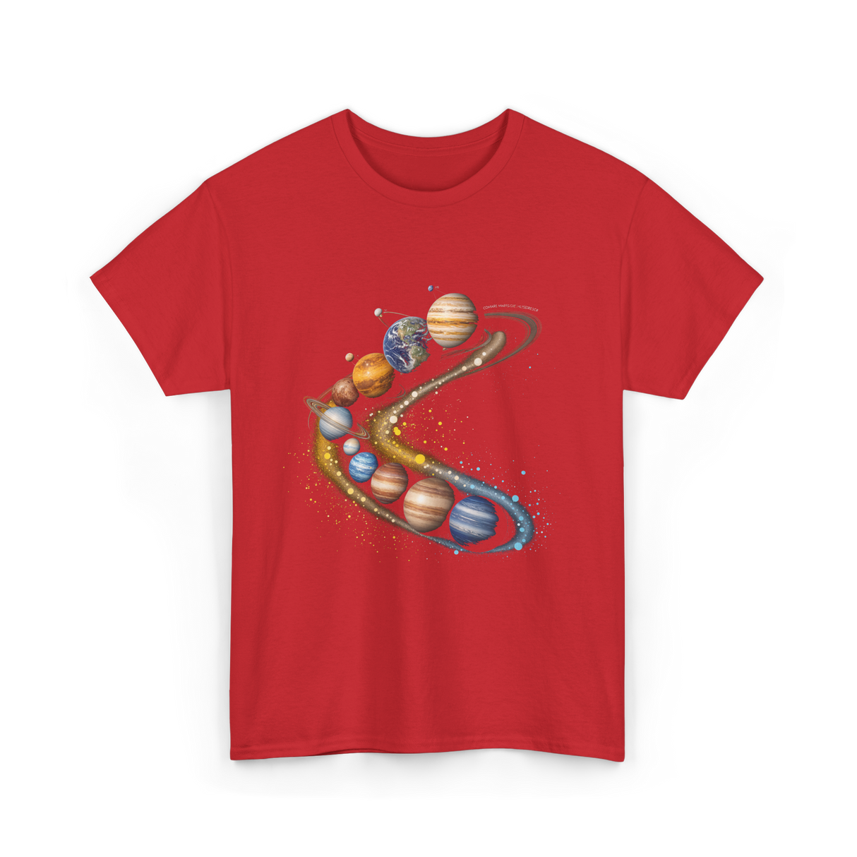 Planets Galaxy Universe Space T-Shirt - Red