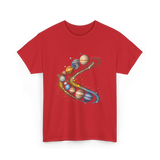 Planets Galaxy Universe Space T-Shirt - Red