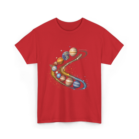 Planets Galaxy Universe Space T-Shirt - Red