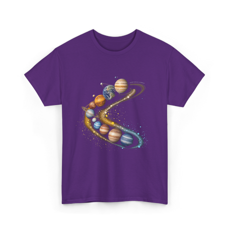 Planets Galaxy Universe Space T-Shirt - Purple