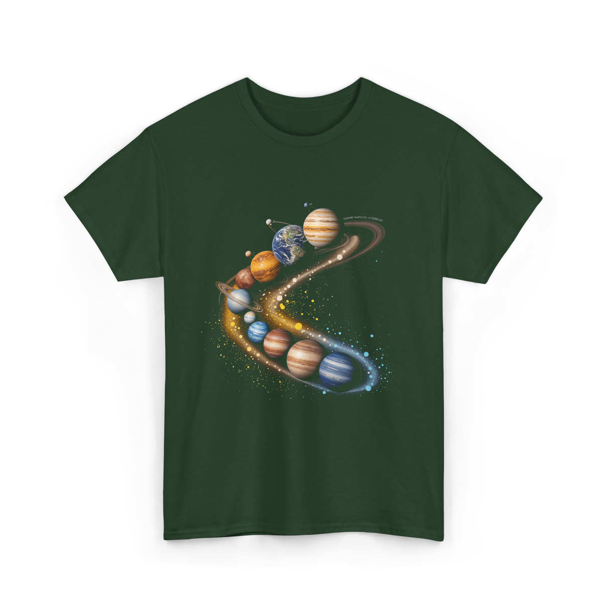 Planets Galaxy Universe Space T-Shirt - Forest Green