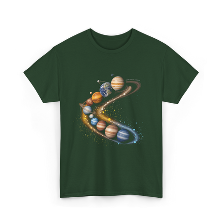 Planets Galaxy Universe Space T-Shirt - Forest Green