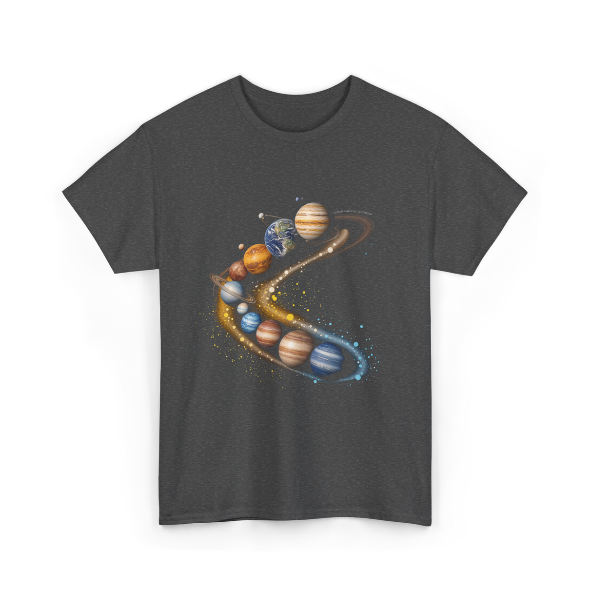 Planets Galaxy Universe Space T-Shirt - Dark Heather