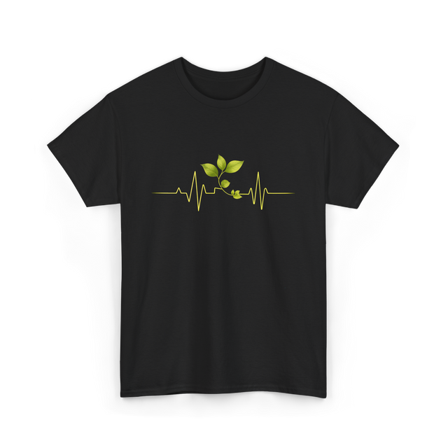 Plant Heartbeat Botany Gardener T-Shirt - Black