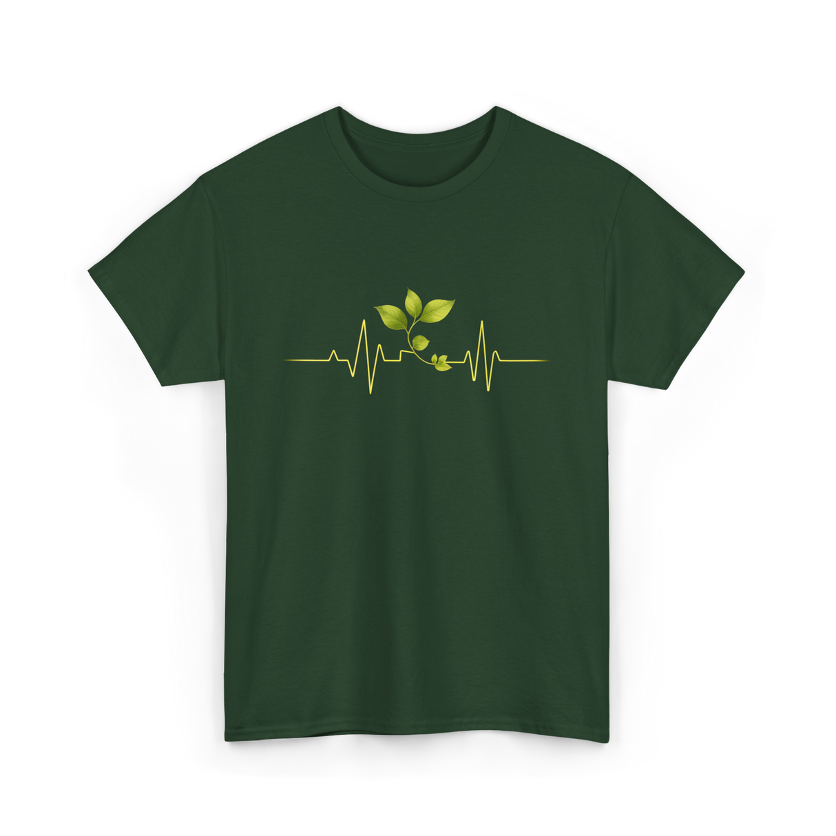 Plant Heartbeat Botany Gardener T-Shirt - Forest Green