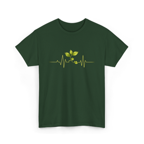 Plant Heartbeat Botany Gardener T-Shirt - Forest Green