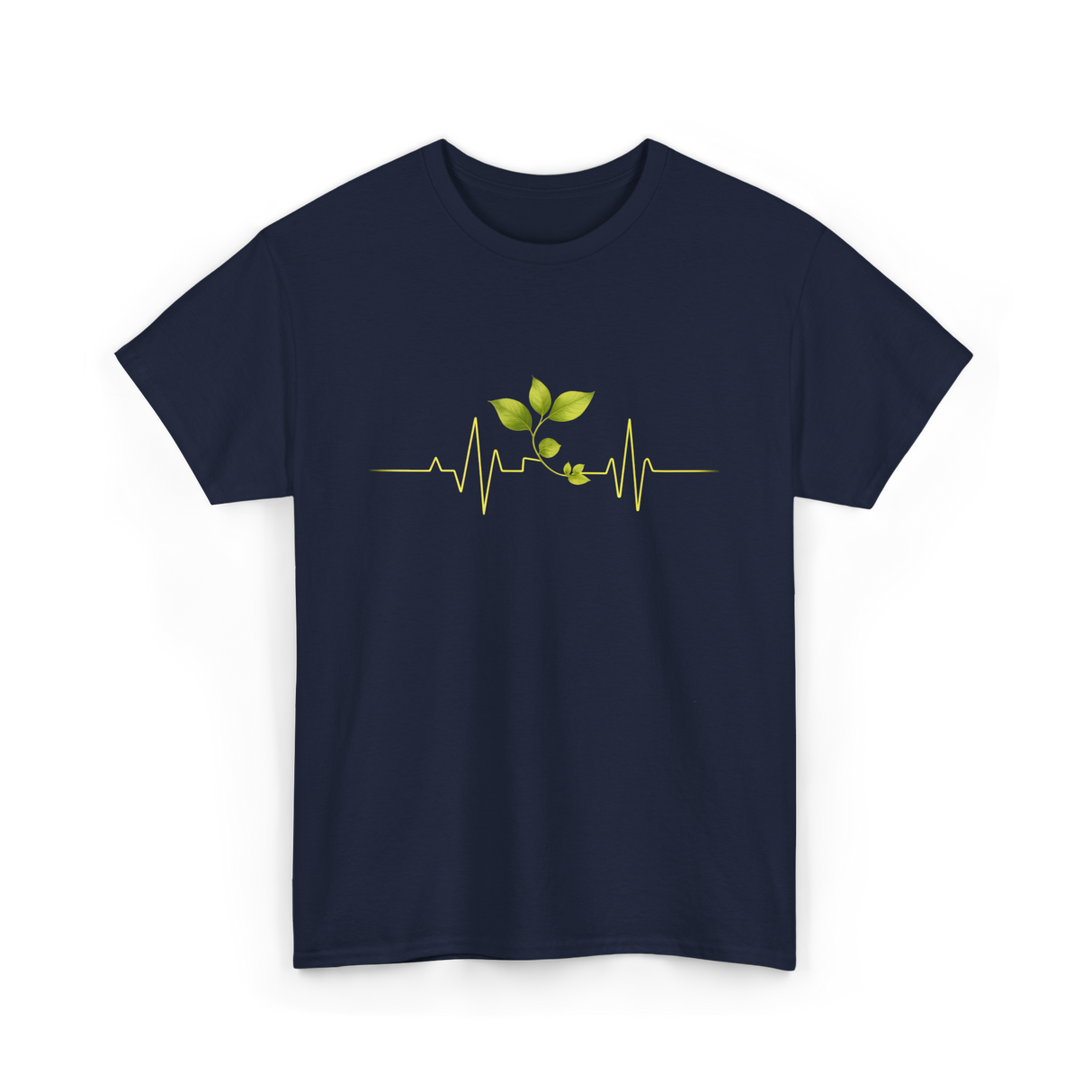 Plant Heartbeat Botany Gardener T-Shirt - Navy