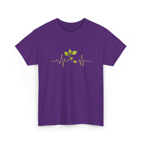 Plant Heartbeat Botany Gardener T-Shirt - Purple