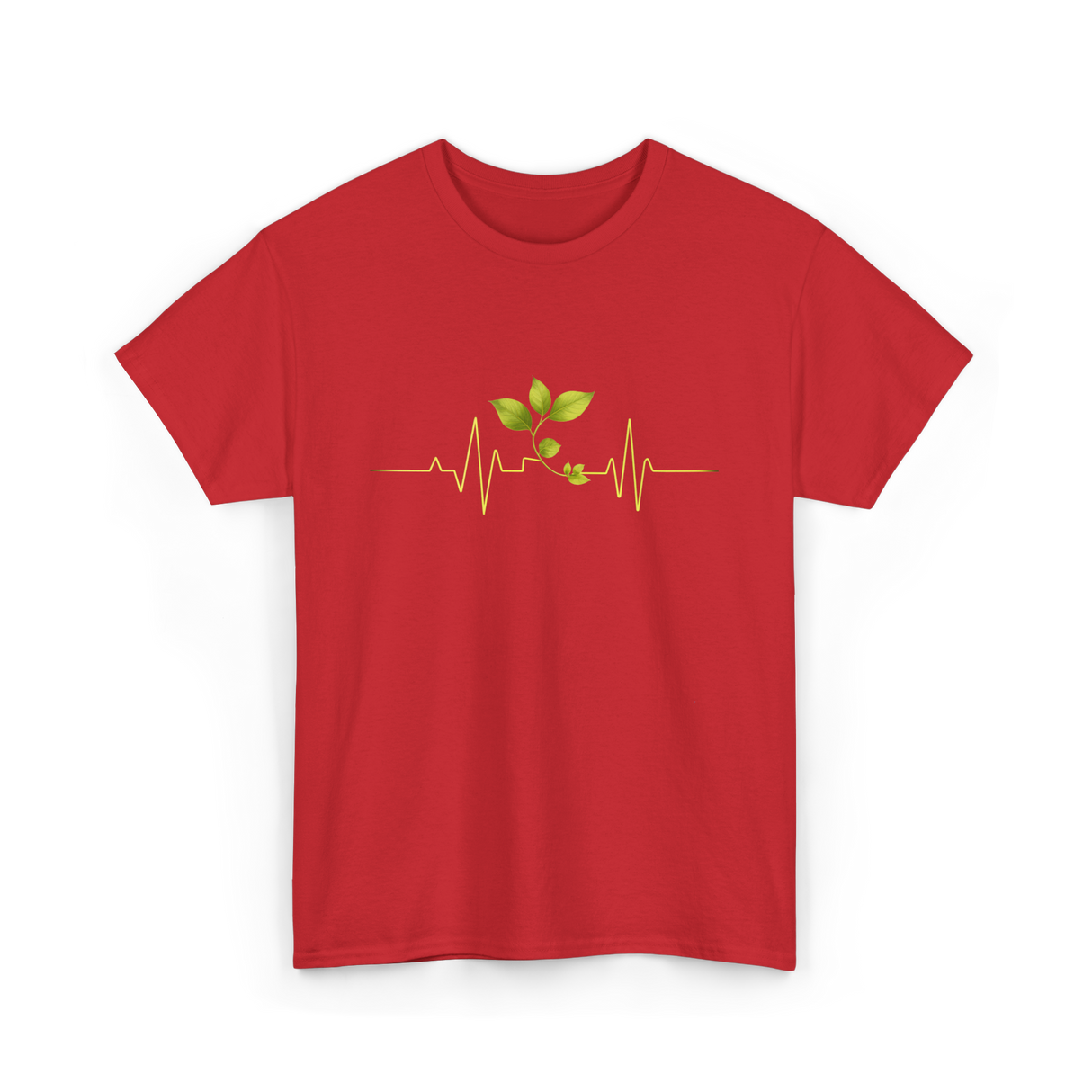 Plant Heartbeat Botany Gardener T-Shirt - Red