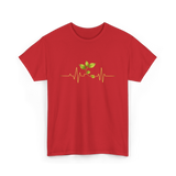 Plant Heartbeat Botany Gardener T-Shirt - Red