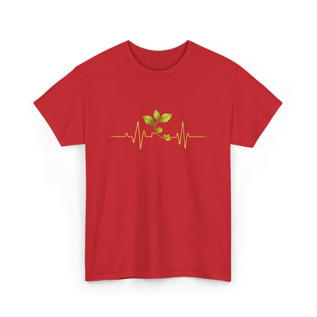 Plant Heartbeat Botany Gardener T-Shirt - Red