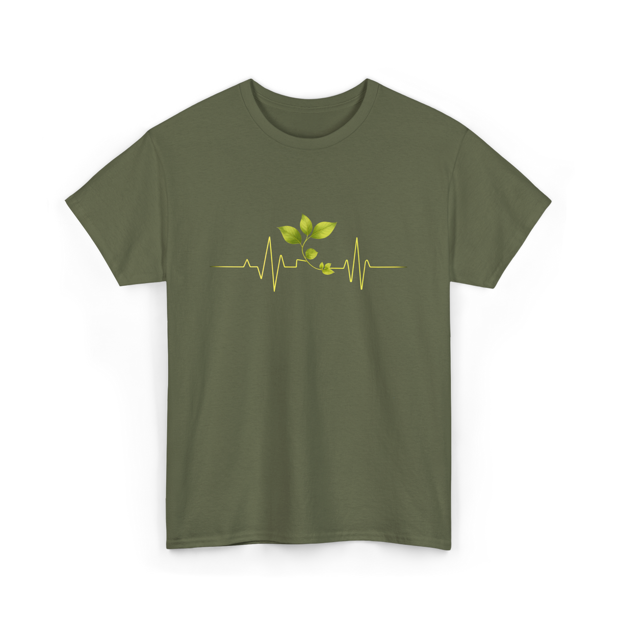 Plant Heartbeat Botany Gardener T-Shirt - Military Green