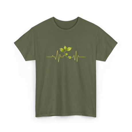 Plant Heartbeat Botany Gardener T-Shirt - Military Green