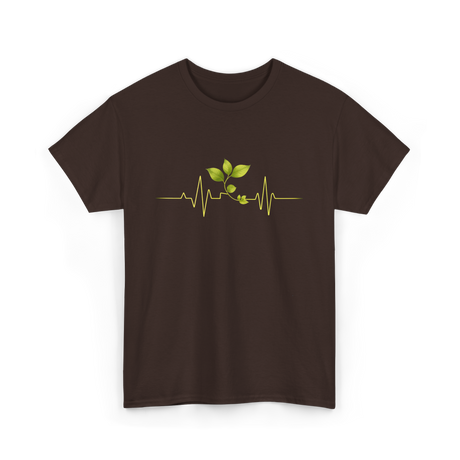 Plant Heartbeat Botany Gardener T-Shirt - Dark Chocolate