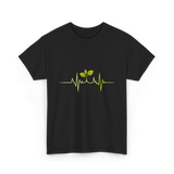 Plant Heartbeat Botany Gardener T-Shirt - Black