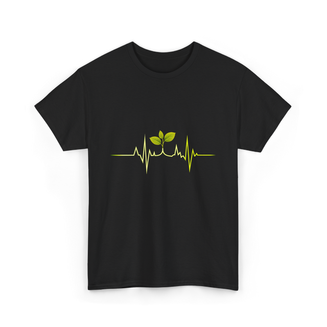 Plant Heartbeat Botany Gardener T-Shirt - Black